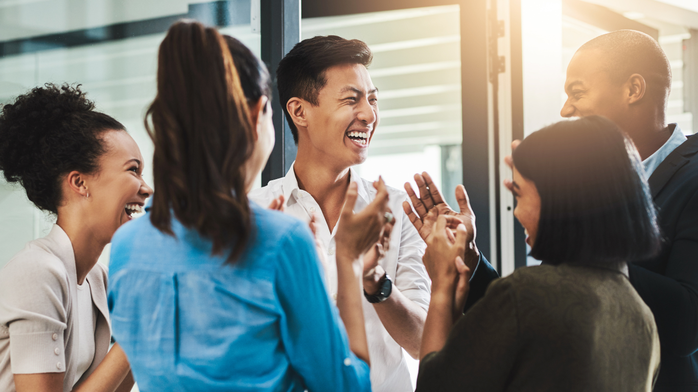 Happy and excited employees