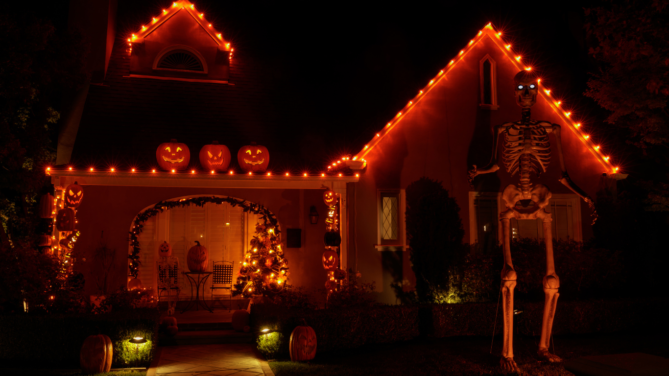 A house decorated for Halloween