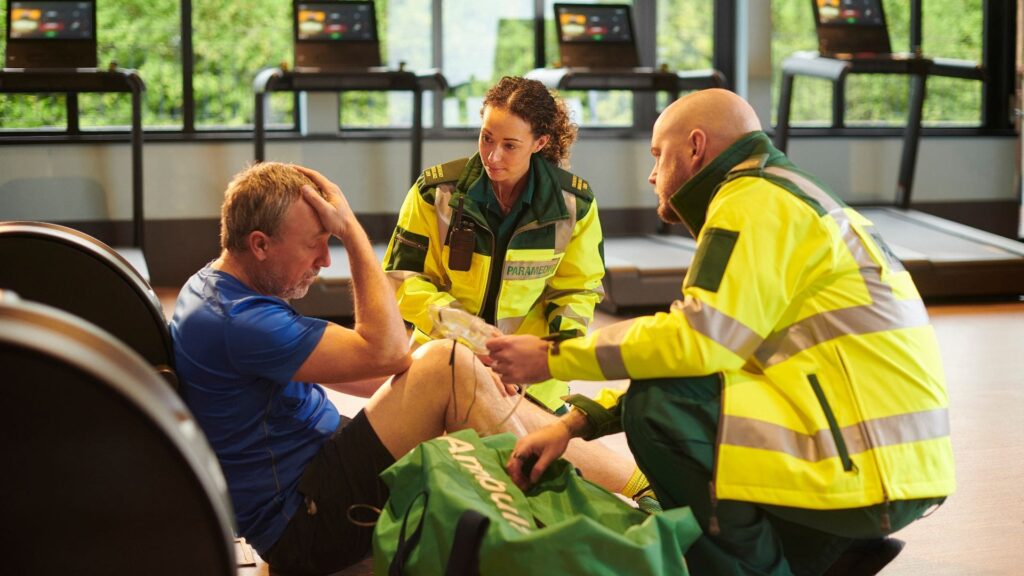 Paramedics helping an overdose patient