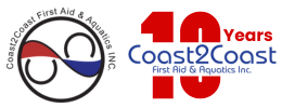 coast2coast first aid and aquatics 10 year anniversary logo