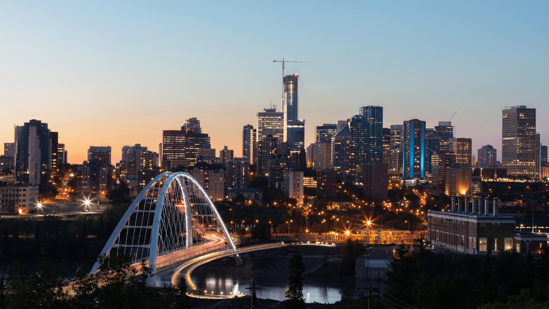 Edmonton Downtown Skyline during sunset