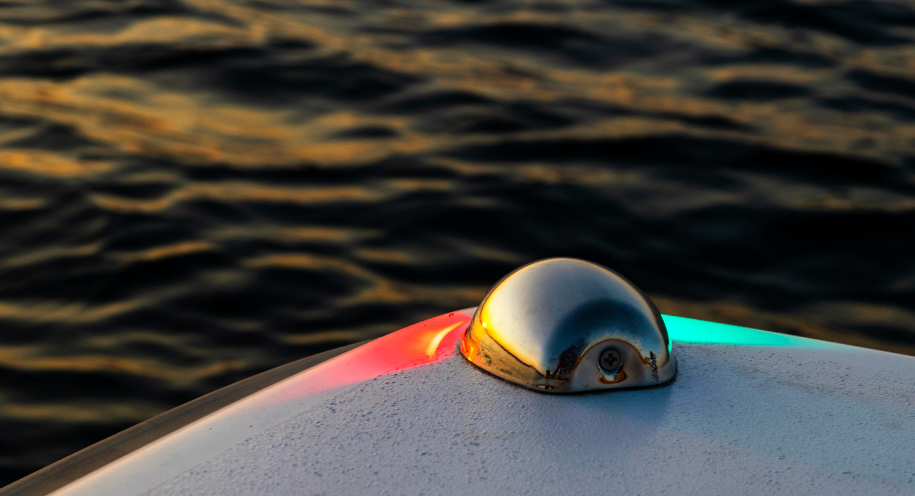 Navigation lights on a boat.