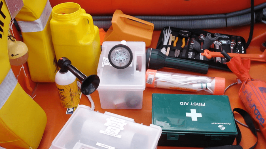 A well stocked First aid kit for boaters.