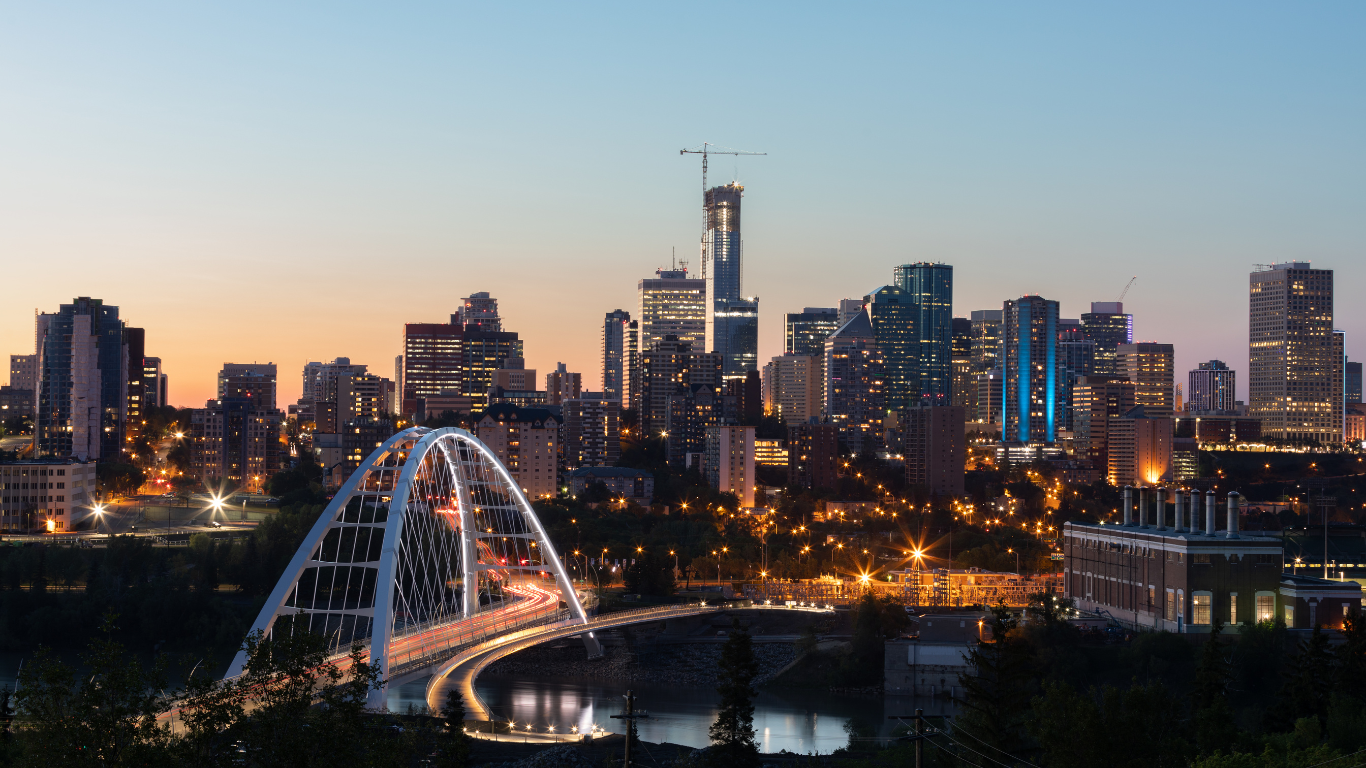 Night city view of Edmonton