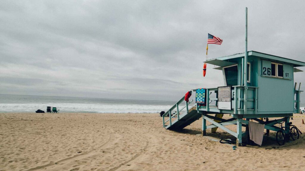 Lifeguard cabin in an American beach