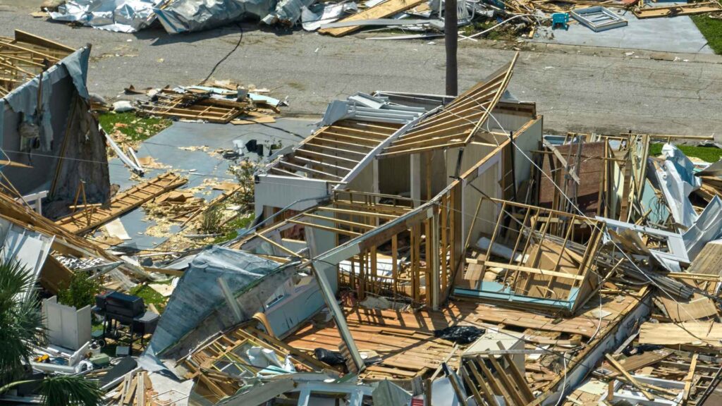 The remains of a building after a hurricane 