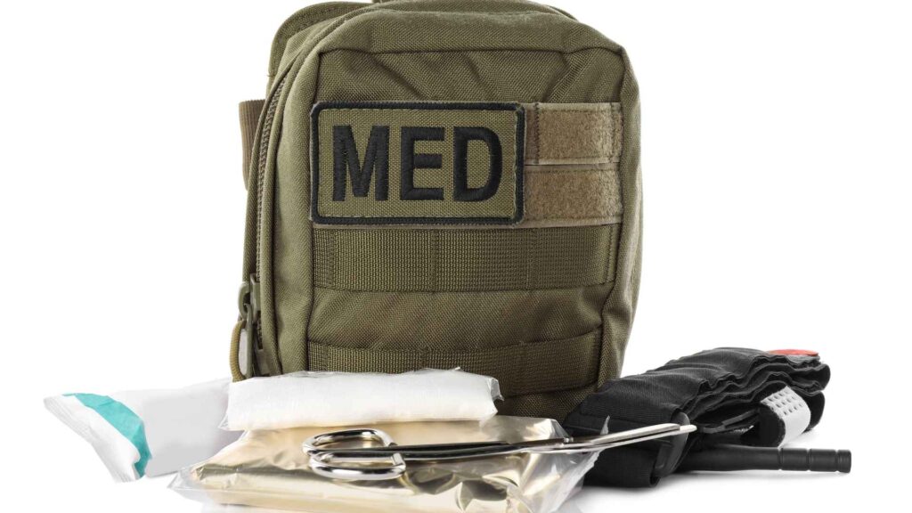 image of Combat Tourniquet and other first aid equipment