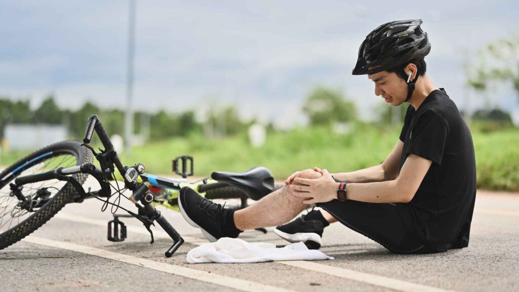 A person in a bike accident